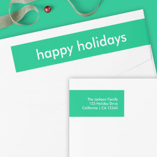 Etiquetas Jade Green Minimalist Vibrant Xmas Return Address