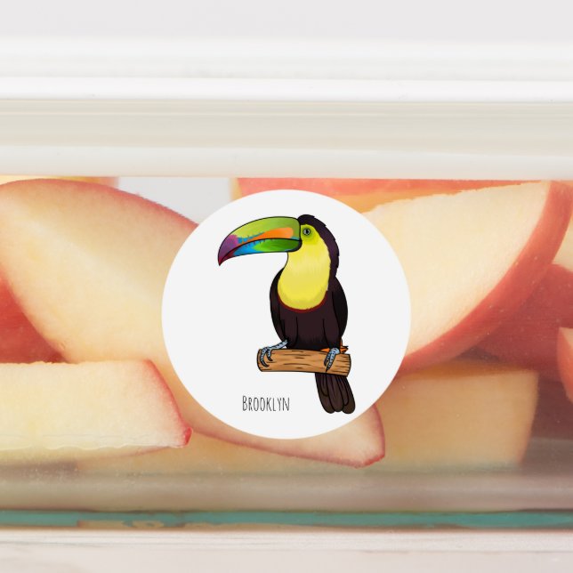 Etiquetas Keel-billed toucan bird cartoon illustration  (Afixado)