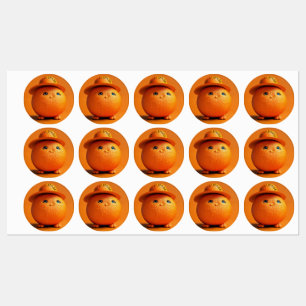 Etiquetas Laranja Chubby Com Chapéu - Vinheta à prova de águ