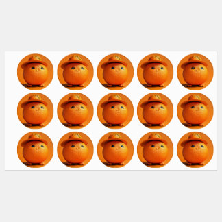 Etiquetas Laranja Chubby Com Chapéu - Vinheta à prova de águ