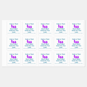 Etiquetas Ligue ou Texto 988 Não espere