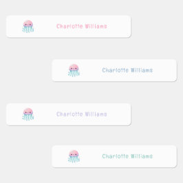 Etiquetas Linda Medusa Rosa Personalizada Nome das Crianças