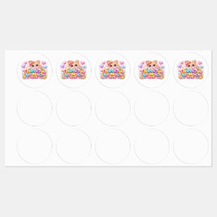 Etiquetas Lindo Kawaii Muito Obrigado Urso Pastel Pi