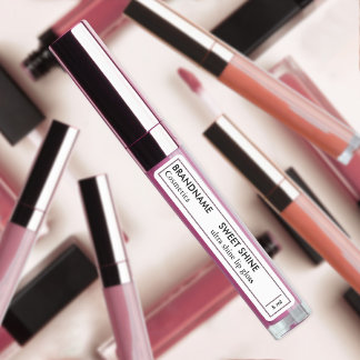 Etiquetas Lip Gloss Simples Rosa Glitter Border Produto Dour