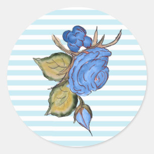 Etiquetas listradas da flor azul