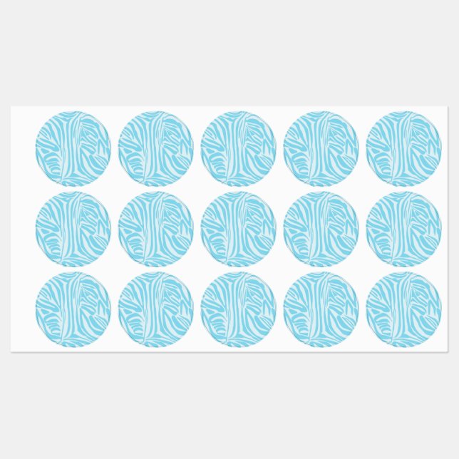 Etiquetas Listras Ousadas de Zebra Azul e Branco (Folha)