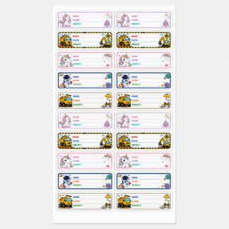 Etiquetas Livro com Nome Personalizado e Personagens Fofos