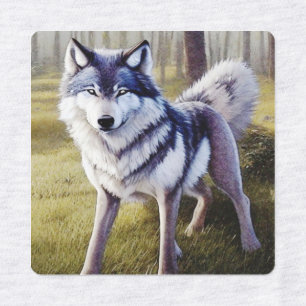 Etiquetas Lobo Colorido em Pé