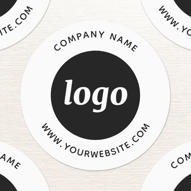 Etiquetas Logotipo Simples Com Empresa De Texto (Simple logo with custom text business branding promotional stickers)