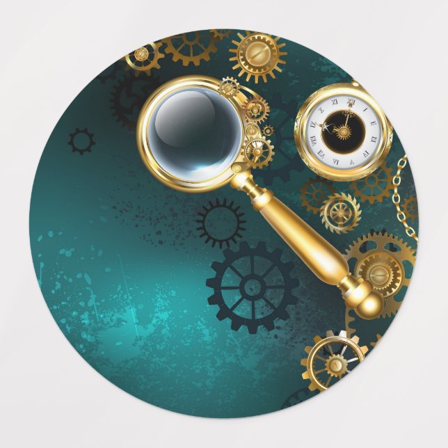Etiquetas Lupa no estilo Steampunk (Design 1)