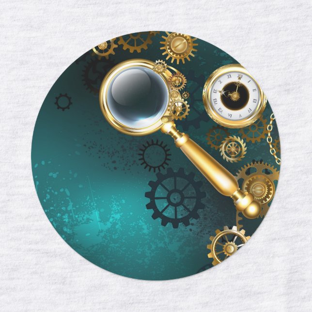 Etiquetas Lupa no estilo Steampunk (Design 1)