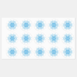 Etiquetas Mandala Elegante Floco de Neve Azul