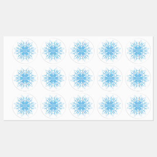 Etiquetas Mandala Elegante Floco de Neve Azul