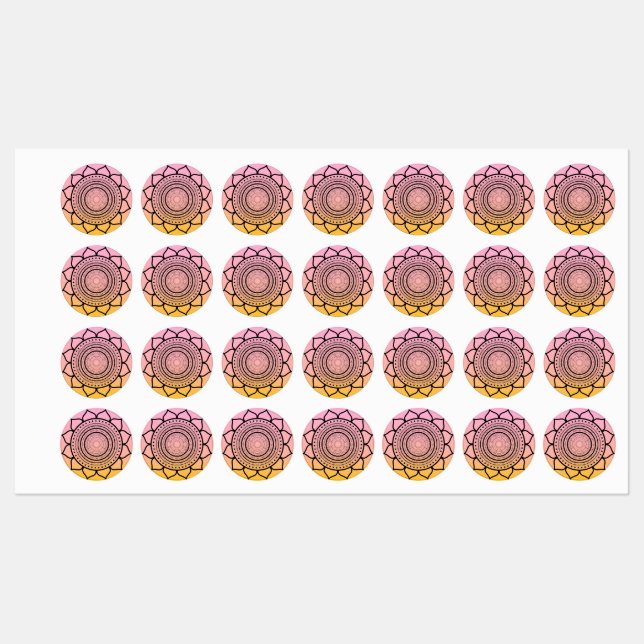 Etiquetas Mandala rosa - Mandalaart (Folha)