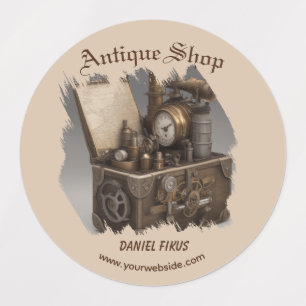 Etiquetas Máquina do Tempo Steampunk - Treasure Chest Vintag