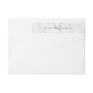 Etiquetas Marble Branco Elegante e Casamento Moderno Dourado