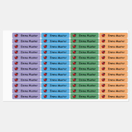 Etiquetas Marienkäfer - blau grün lila - 96 schmale Kinder