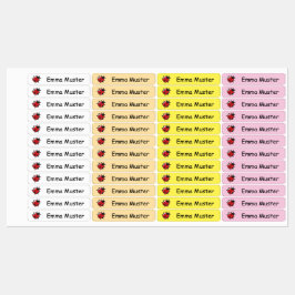 Etiquetas Marienkäfer - gelb rosa weiß - 96 schmale Kinder