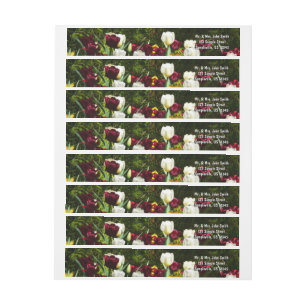 Etiquetas Maroon e Tulipas Amarelas Palidez Colorida