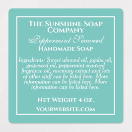 Etiquetas Matérias-primas impermeáveis e sabões brancos