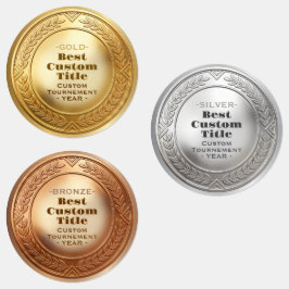 Etiquetas Medalha de Ouro Realista 3D Personalizável e Premi