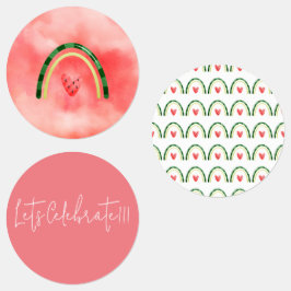 Etiquetas Melon Heart Watermelon Birthday Sticker