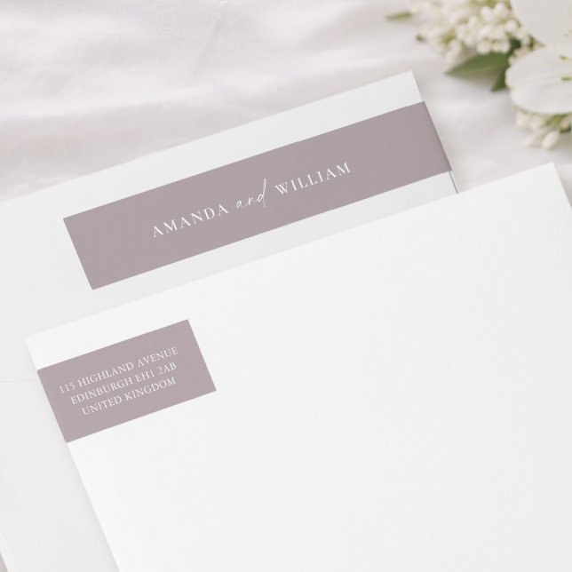 Etiquetas Minimal Taupe Wedding Address Label (Criador carregado)
