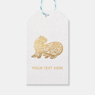 Etiquetas Mínimas de Presente Douradas Tiger