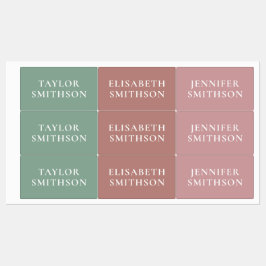 Etiquetas Mínimo Simples Rosa & Verde Adicionar sua Escola d