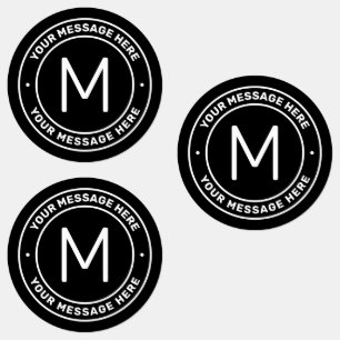 Etiquetas Modelo de Texto Personalizável Preto e branco