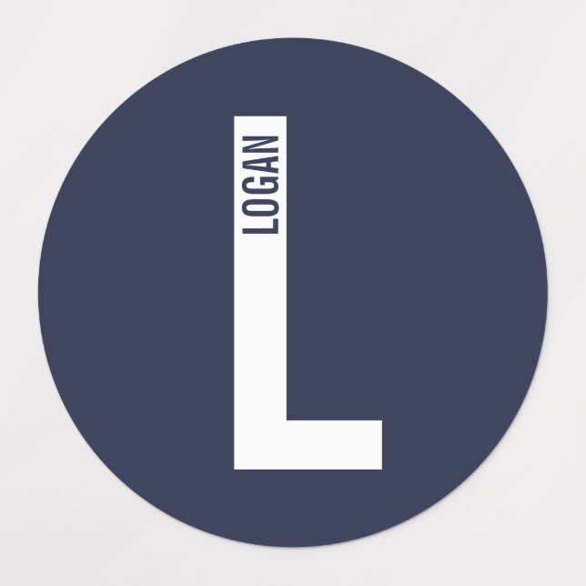 Etiquetas Modern Personalized Bold Monogram and Name Labels (Design 1)