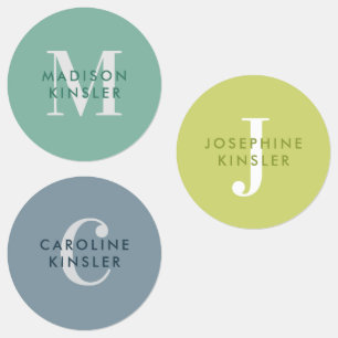 Etiquetas Moderno Simples Nome Verde Azul à Prova de Água L