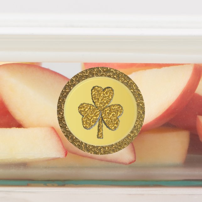 Etiquetas Moedas Douradas de Shamrock irlandês sorte (Afixado)