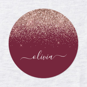 Etiquetas Monograma Brilhante de Lâmpada Cor-de-Lobra Dourad