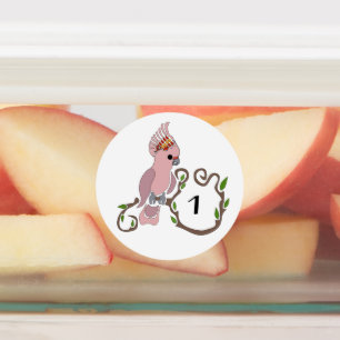 Etiquetas Monograma de Cockatoon Rosa Whimsical