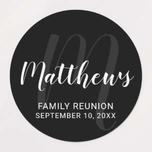 Etiquetas Monograma de Script Moderno Personalizado e Nome d