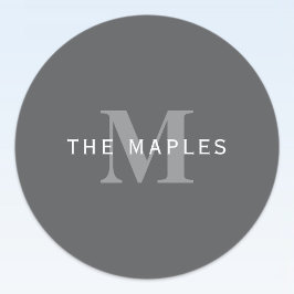 Etiquetas Monograma e Nome da Cinza Escura Moderna Na moda