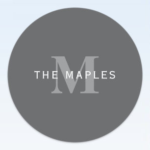 Etiquetas Monograma e Nome da Cinza Escura Moderna Na moda