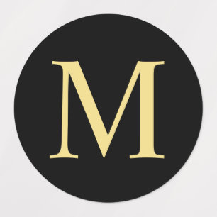 Etiquetas Monograma Elegante Preto e Dourado