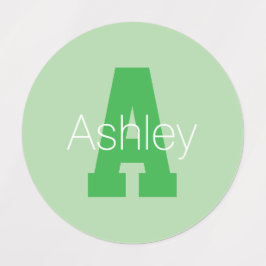 Etiquetas Monograma Moderno Negrito | Pale & Kelly Green