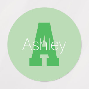 Etiquetas Monograma Moderno Negrito Pale & Kelly Green