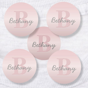 Etiquetas Monograma & Nome Personalizado Rosa Fofo