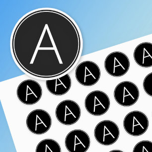 Etiquetas Monograma preto & branco moderno