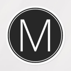 Etiquetas Monograma preto e branco moderno