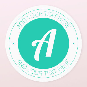 Etiquetas Monograma verde branco e aqua ou Adicionar logotip