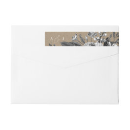 Etiquetas Monograma Vintage Black Floral Kraft Endereço de d