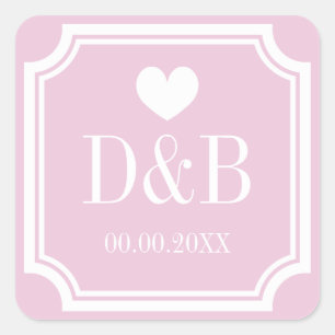 Etiquetas monogrammed cor-de-rosa quadradas do