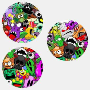 Etiquetas Monstros - Caracteres Bonitos Padrão de Halloween