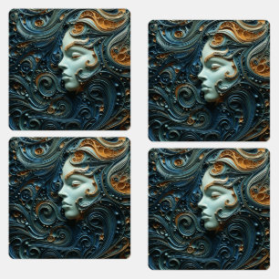 Etiquetas Mulher ao Luar Arte 3D