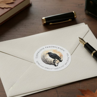Etiquetas Mystical Raven Moon Art Return Address Labels